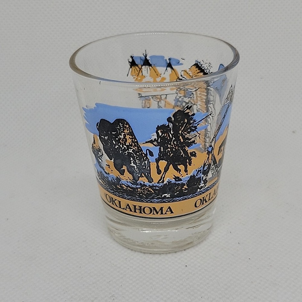 Oklahoma shot glass Collectible-Souvenir 2.25"‎ Buffalo